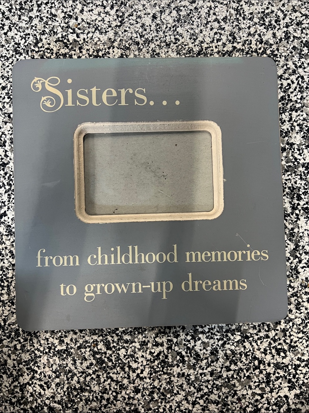Sisters Picture Frame in Gray with Cream Lettering